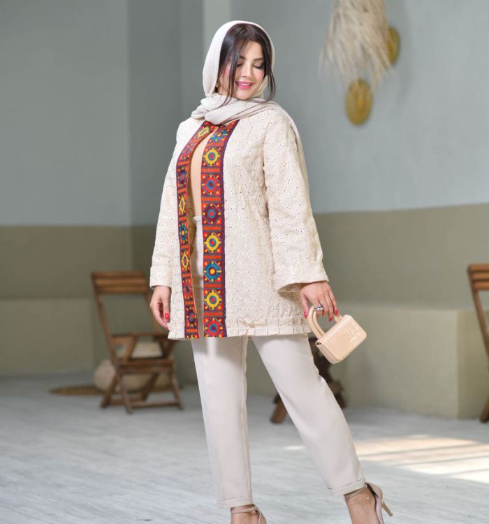 مزون گلدا - مانتوی کتی حاشیه دار